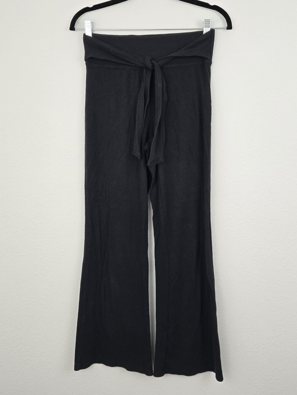Black Aerie Ribbed Front Tie Lounge Pants